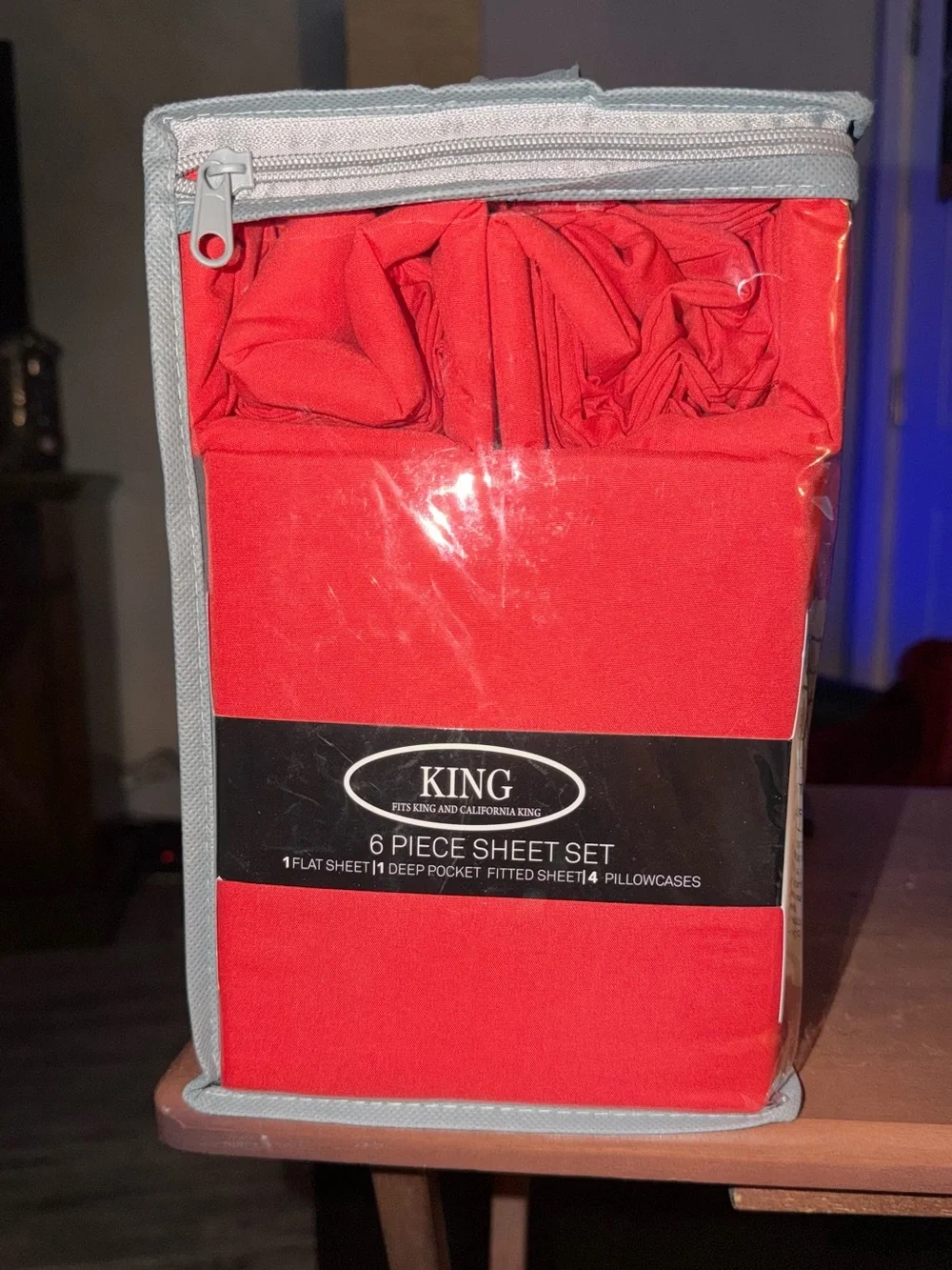 BAMBOO Solid 2000 Series 6 piece King Sheet Set in Red